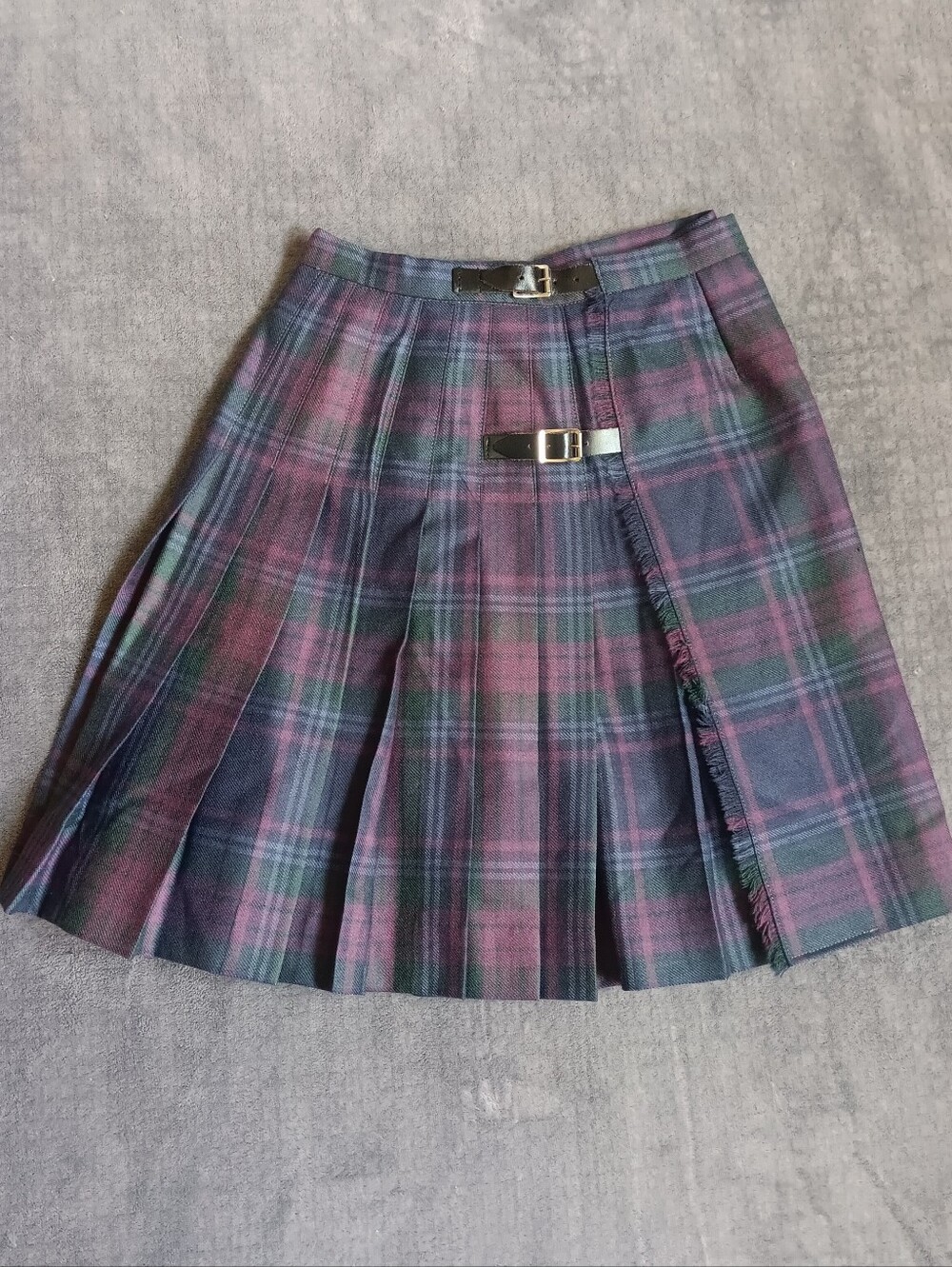 VTG Hector Russell Wool Pleated Tartan Plaid Mini Kilt Skirt, Made In Scotland